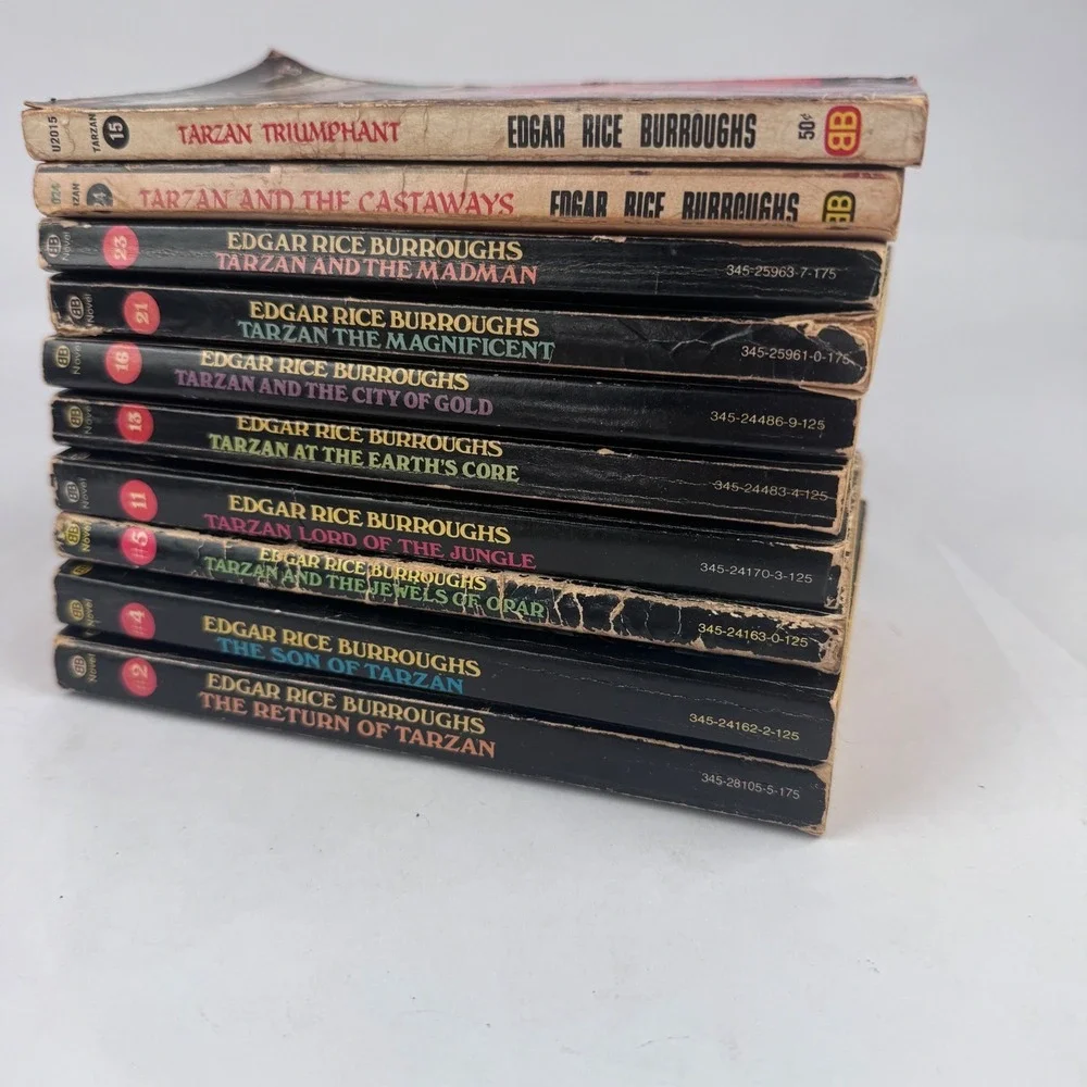 Edgar Rice Burrohghs Lot of 10 Paperback Vintage Tarzan Books